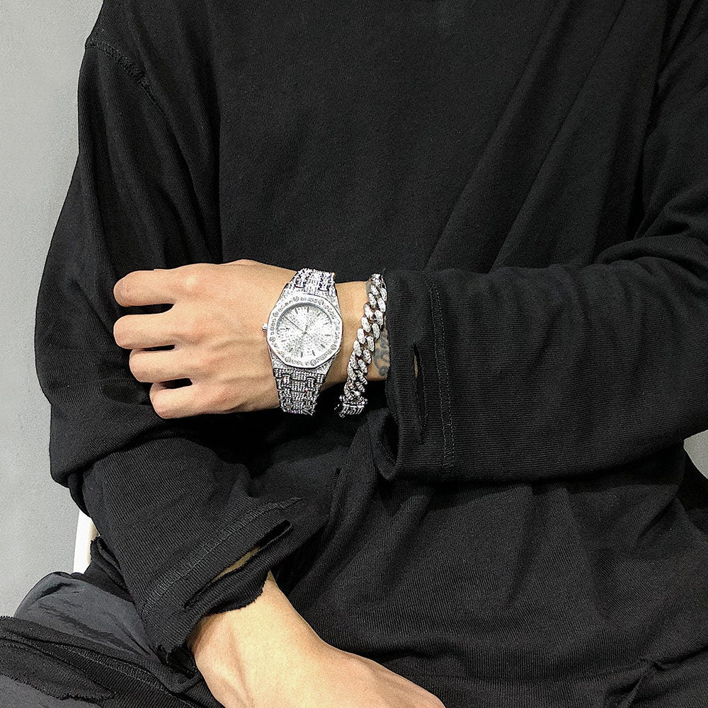 Bust Down Iced Cuban Link Diamond Bracelet SAZ Studios