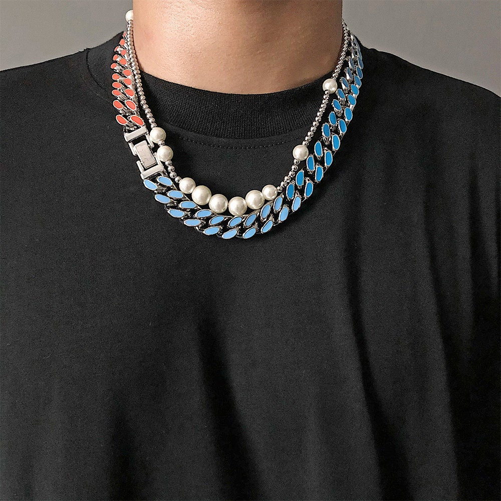 Multi colored cuban link on sale