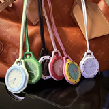 Royal Pop Pocket Watch, Leather Strap, Bioceramic Multi-Color, Quartz Movement