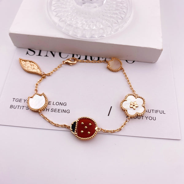 Lucky Lady Bug 4 Leaf Clover Bracelet