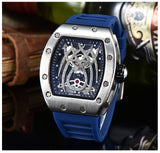 Black Widow Spider RM010 Style Watch, Rubber Strap Stainless Steel Case, Diamond Skeleton Movement