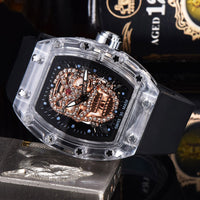 Skeleton Dial RM Style Watch, Rubber Strap, "Sapphire" Crystal Case, Quartz Movement