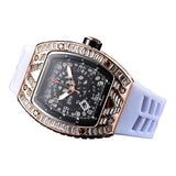 Baguette Diamond RM010, RM Style Watch, Rubber Strap Stainless Steel Case, Skeleton Movement