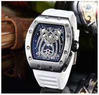 Black Widow Spider RM010 Style Watch, Rubber Strap Stainless Steel Case, Diamond Skeleton Movement