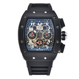 Skeleton Chrono RM011 Style Sports Watch, Rubber Strap & Steel Case, Quartz Movement