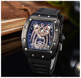 Black Widow Spider RM010 Style Watch, Rubber Strap Stainless Steel Case, Diamond Skeleton Movement