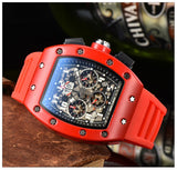 Skeleton Chrono RM011 Style Sports Watch, Rubber Strap & Steel Case, Quartz Movement