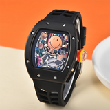 RM Style Richard Mille Smiley Face Watch in Rubber Strap & Stainless Steel Case, Automatic Movement