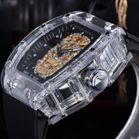 Skeleton Dial RM Style Watch, Rubber Strap, "Sapphire" Crystal Case, Quartz Movement