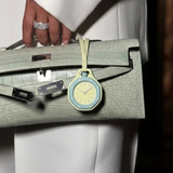Royal Pop Pocket Watch, Leather Strap, Bioceramic Multi-Color, Quartz Movement
