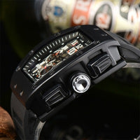 Skeleton Chrono RM011 Style Sports Watch, Rubber Strap & Steel Case, Quartz Movement