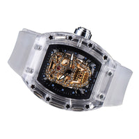 Skeleton Dial RM Style Watch, Rubber Strap, "Sapphire" Crystal Case, Quartz Movement