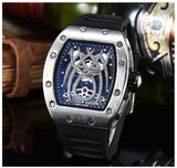 Black Widow Spider RM010 Style Watch, Rubber Strap Stainless Steel Case, Diamond Skeleton Movement