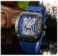 Black Widow Spider RM010 Style Watch, Rubber Strap Stainless Steel Case, Diamond Skeleton Movement