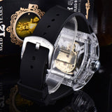 Skeleton Dial RM Style Watch, Rubber Strap, "Sapphire" Crystal Case, Quartz Movement