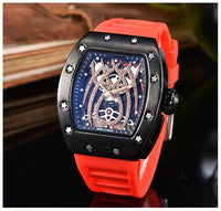 Black Widow Spider RM010 Style Watch, Rubber Strap Stainless Steel Case, Diamond Skeleton Movement