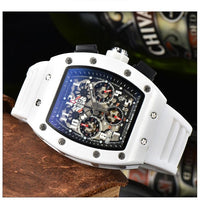 Skeleton Chrono RM011 Style Sports Watch, Rubber Strap & Steel Case, Quartz Movement