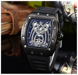 Black Widow Spider RM010 Style Watch, Rubber Strap Stainless Steel Case, Diamond Skeleton Movement