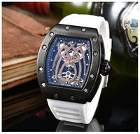 Black Widow Spider RM010 Style Watch, Rubber Strap Stainless Steel Case, Diamond Skeleton Movement