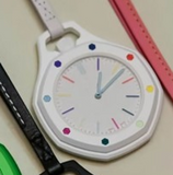 Royal Pop Pocket Watch, Leather Strap, Bioceramic Multi-Color, Quartz Movement