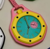 Royal Pop Pocket Watch, Leather Strap, Bioceramic Multi-Color, Quartz Movement